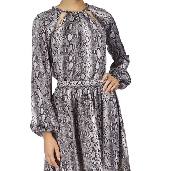 Michael Kors Womens Snakeskin Printed Chain Neck Cocktail Dress M - Picture 1 of 1